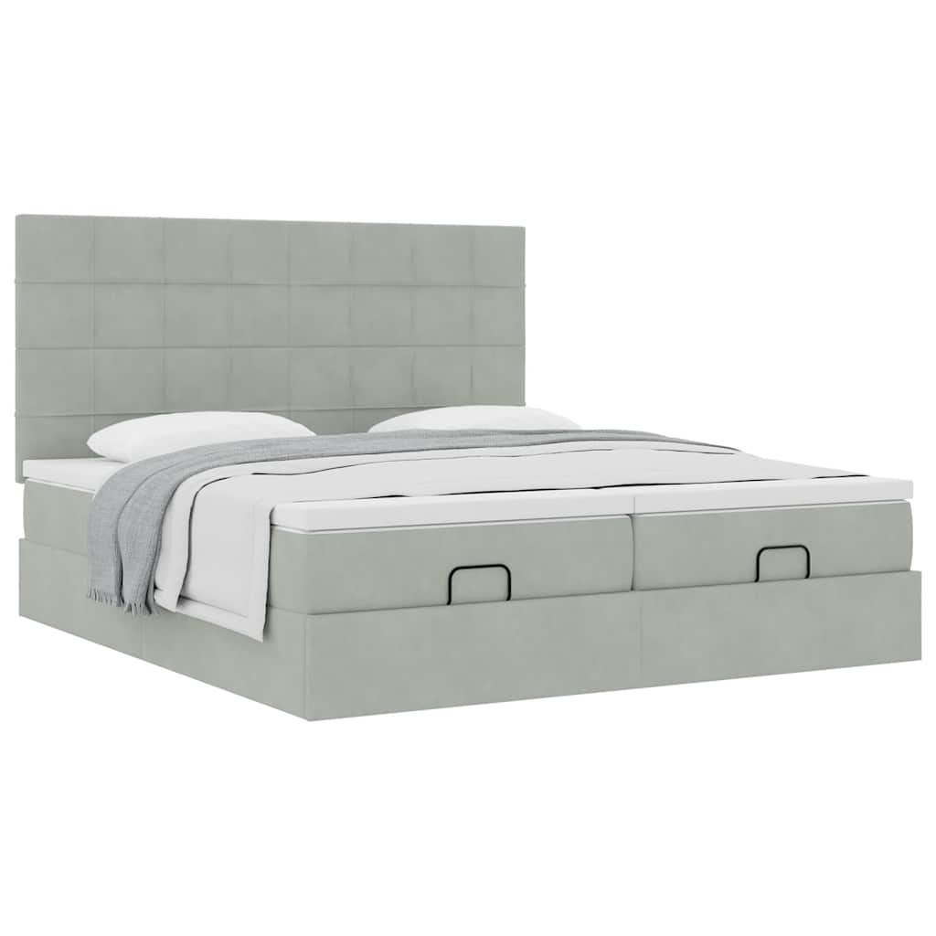 vidaXL Estructura cama otomana colchones terciopelo gris claro