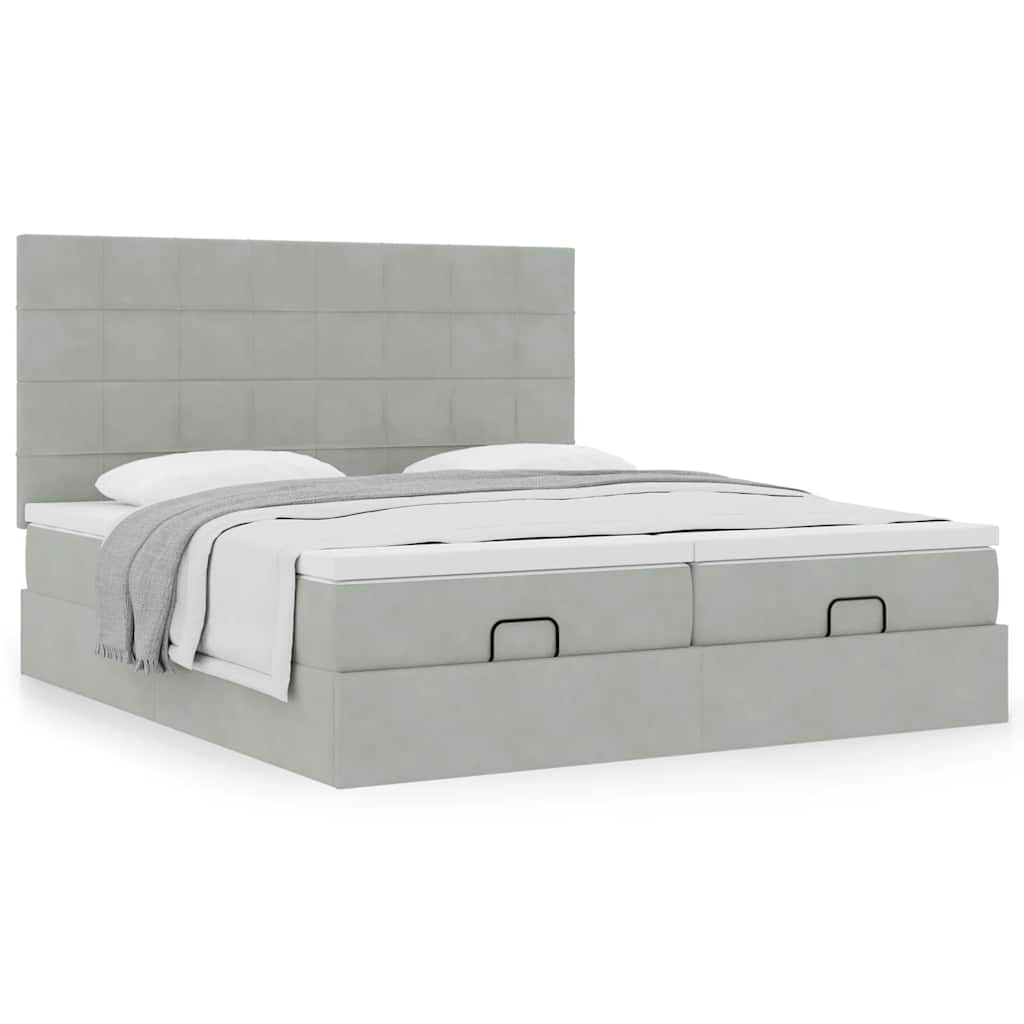 vidaXL Estructura cama otomana colchones terciopelo gris claro