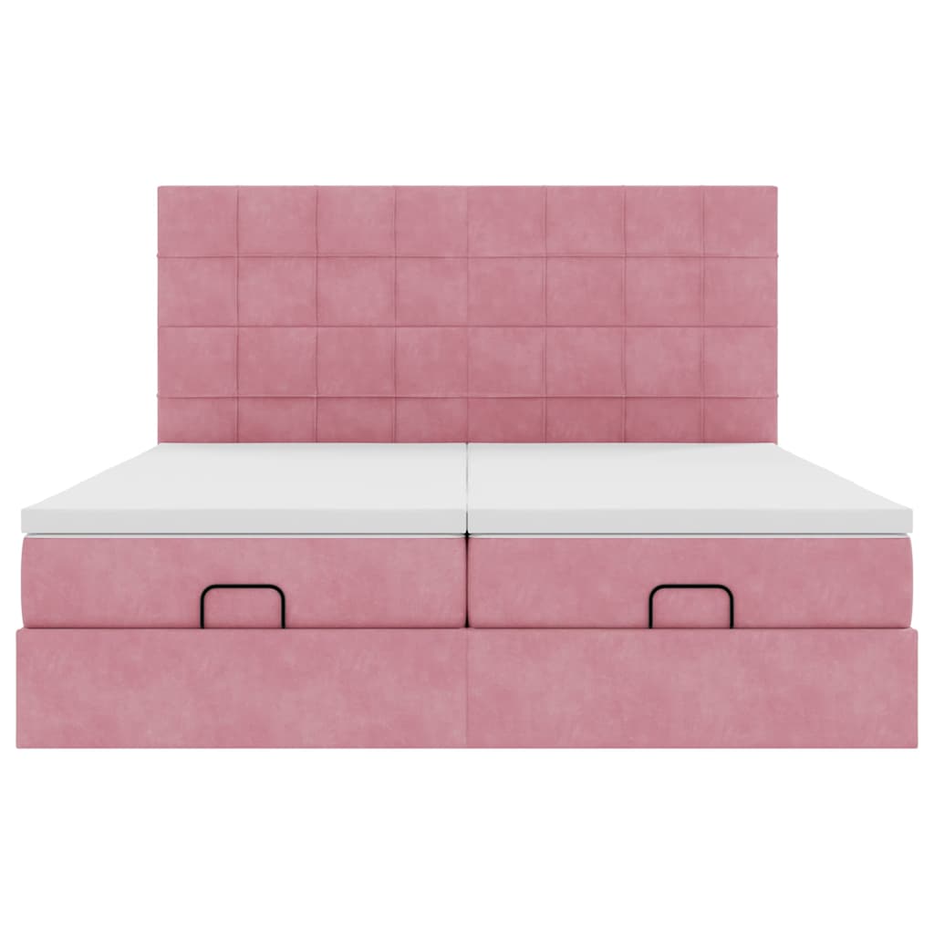 vidaXL Estructura de cama otomana colchones terciopelo rosa 200x200cm