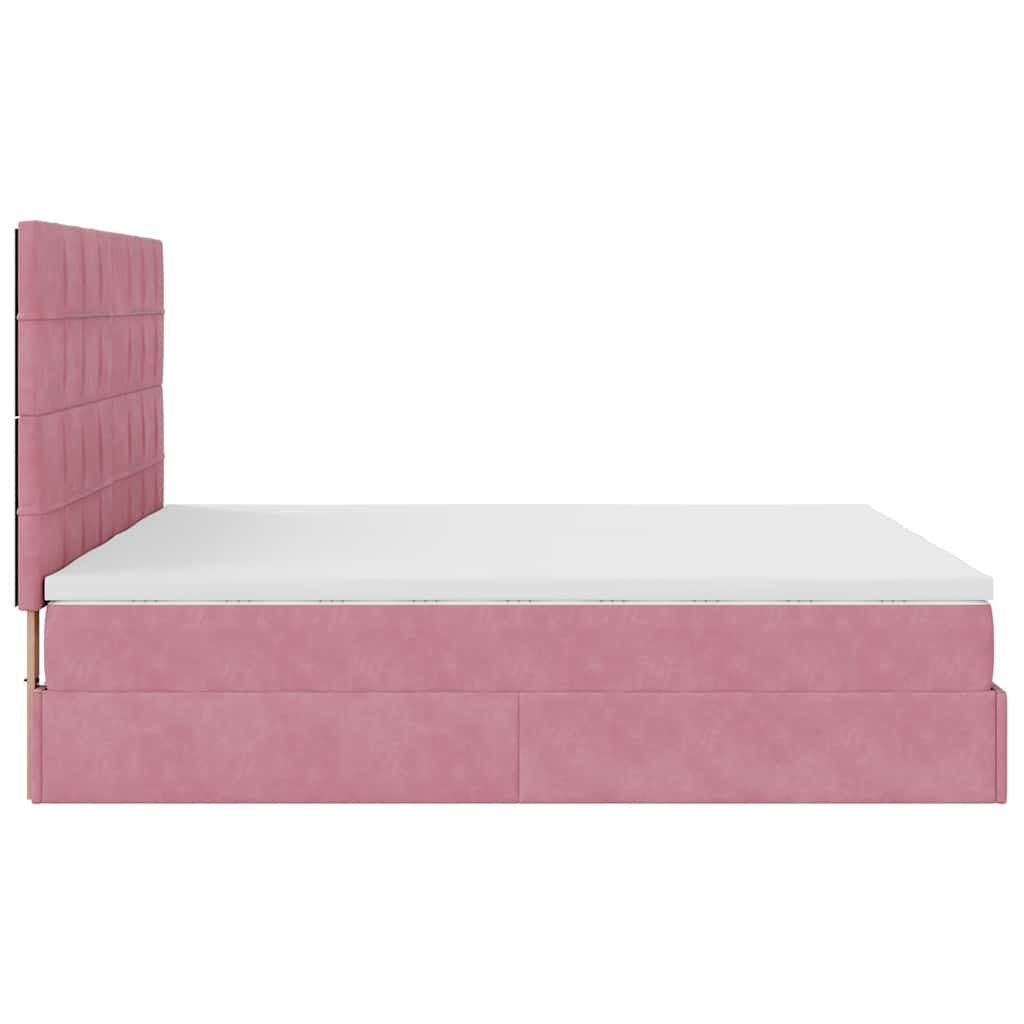 vidaXL Estructura de cama otomana colchones terciopelo rosa 200x200cm