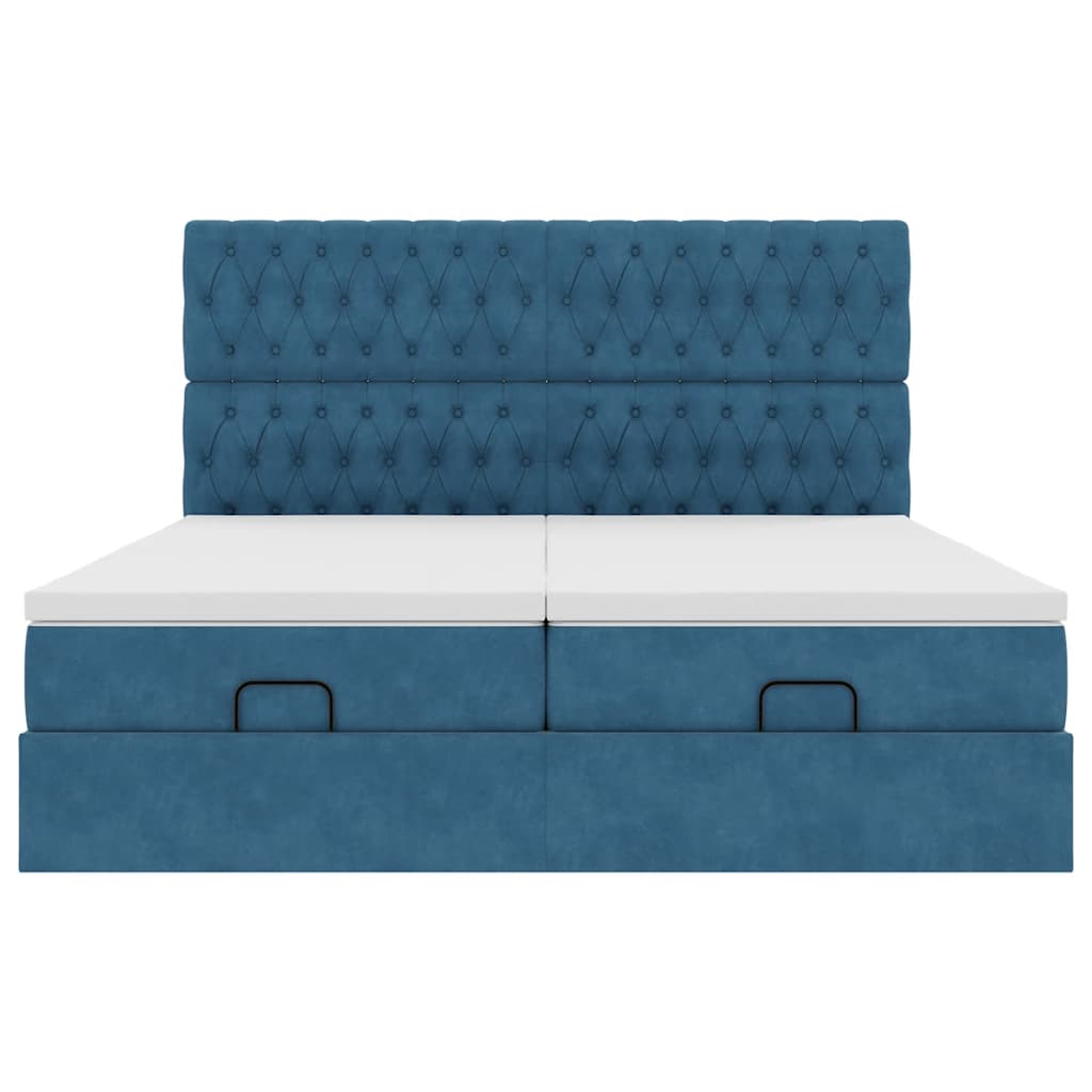 vidaXL Estructura de cama otomana colchones terciopelo azul oscuro