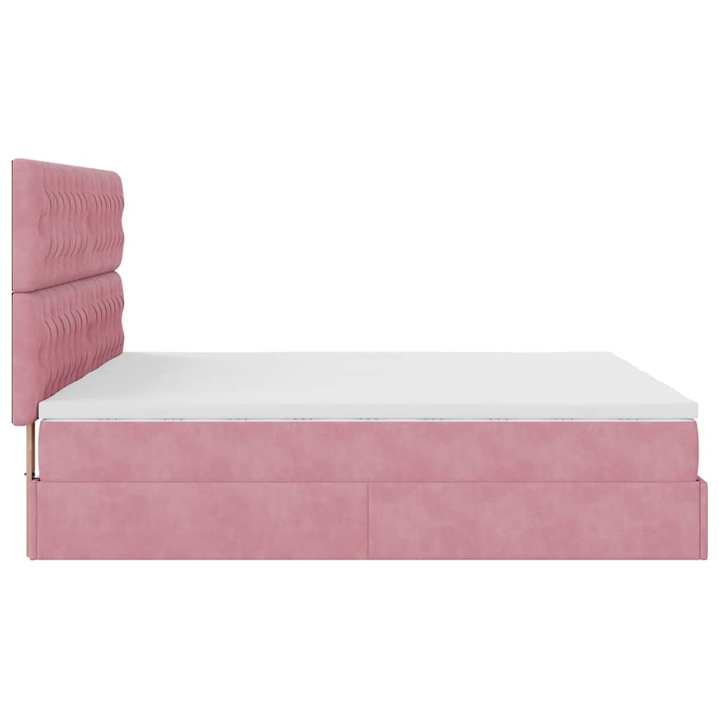 vidaXL Estructura de cama otomana colchones terciopelo rosa 160x200cm