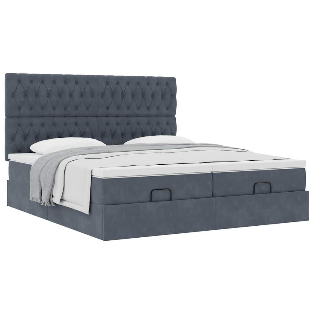 vidaXL Estructura cama otomana colchones terciopelo gris oscuro