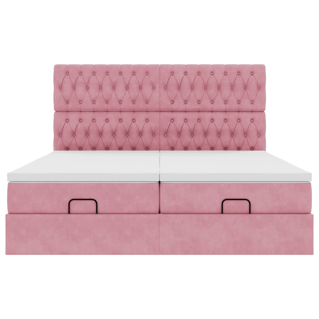 vidaXL Estructura de cama otomana colchones terciopelo rosa 180x200cm