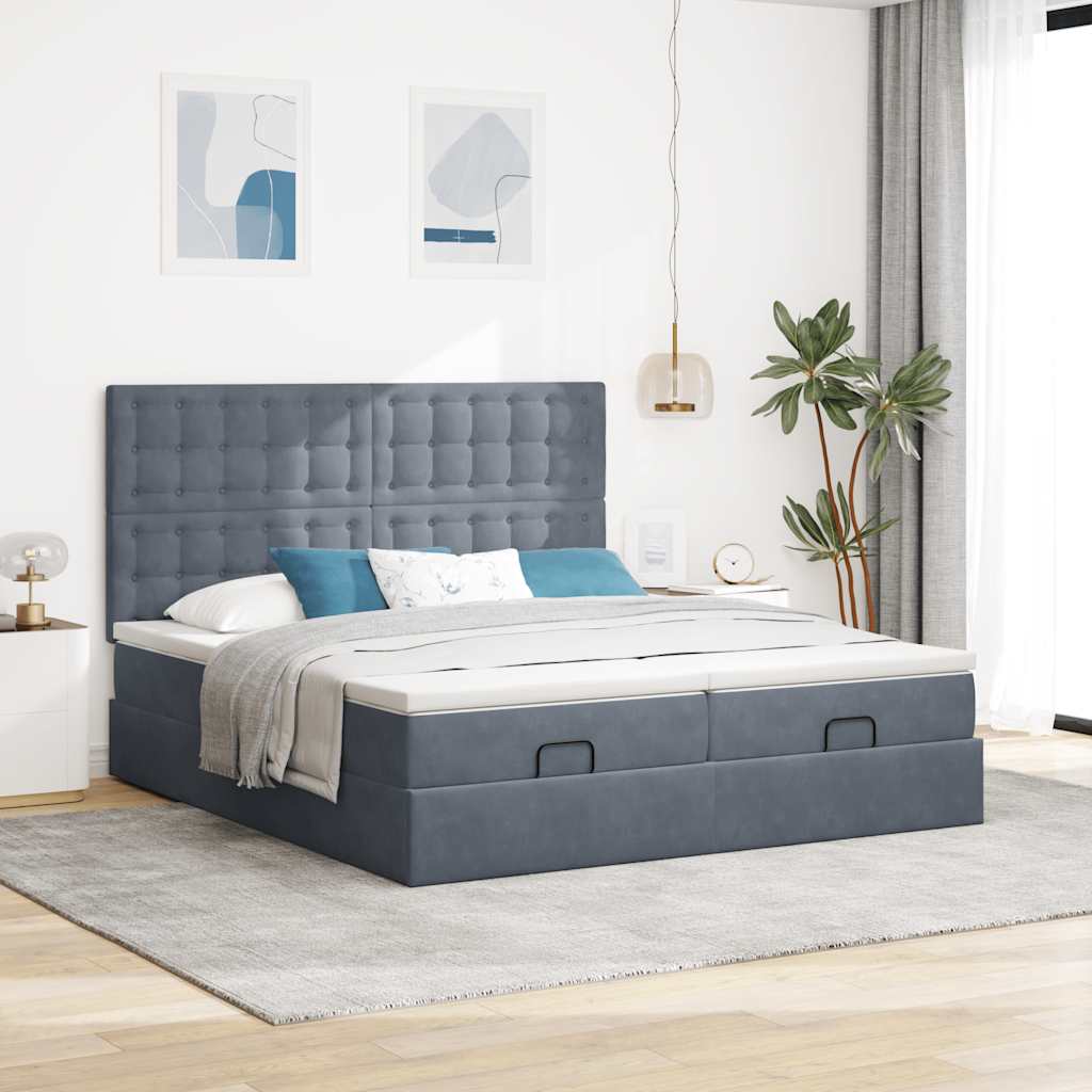 vidaXL Estructura cama otomana colchones terciopelo gris oscuro