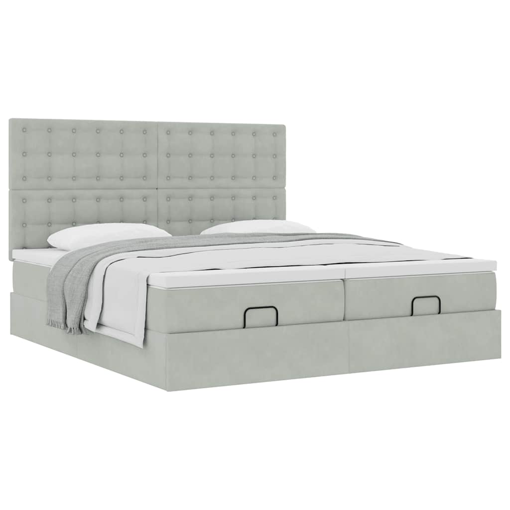 vidaXL Estructura cama otomana colchones terciopelo gris claro