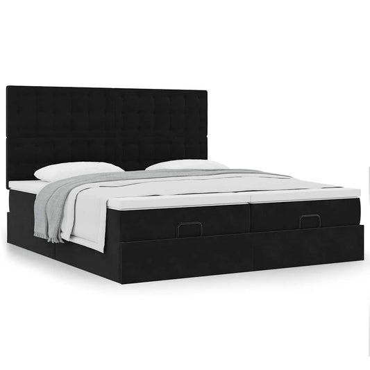 vidaXL Estructura de cama otomana colchones terciopelo negra 180x200cm