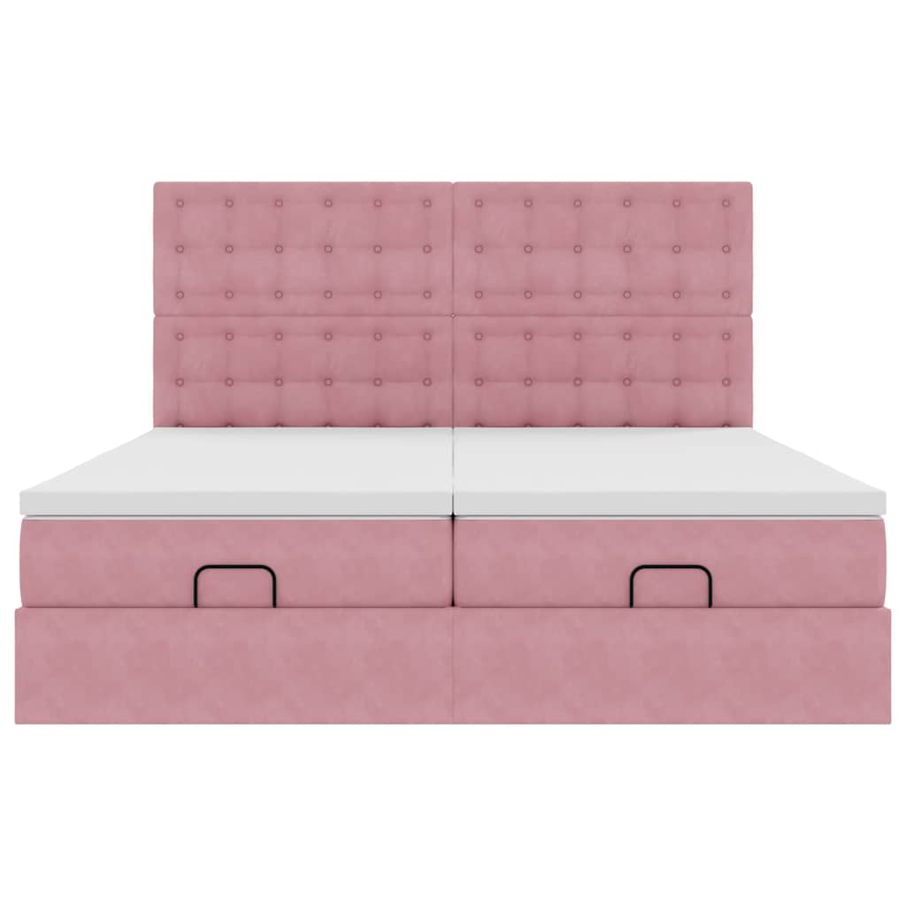 vidaXL Estructura de cama otomana colchones terciopelo rosa 180x200cm