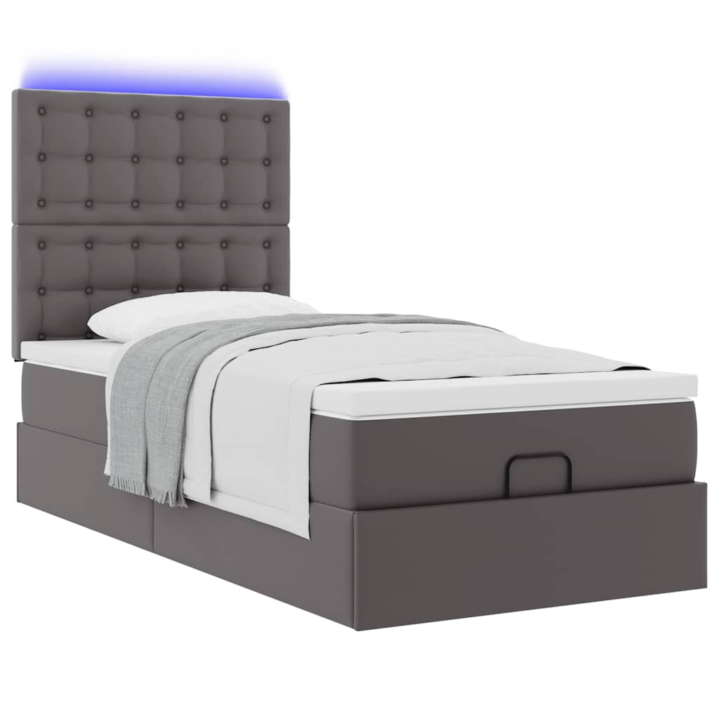 vidaXL Estructura cama otomana colchón cuero sintético gris 80x200cm