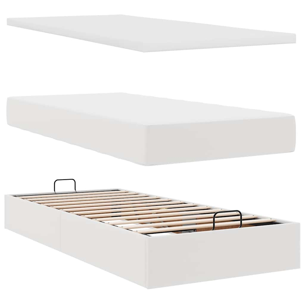 vidaXL Estructura cama otomana colchón cuero sintético blanco 90x190cm