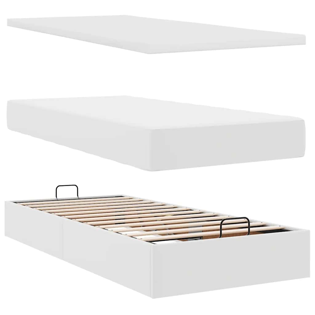 vidaXL Estructura cama otomana colchón cuero sintético blanco 90x200cm