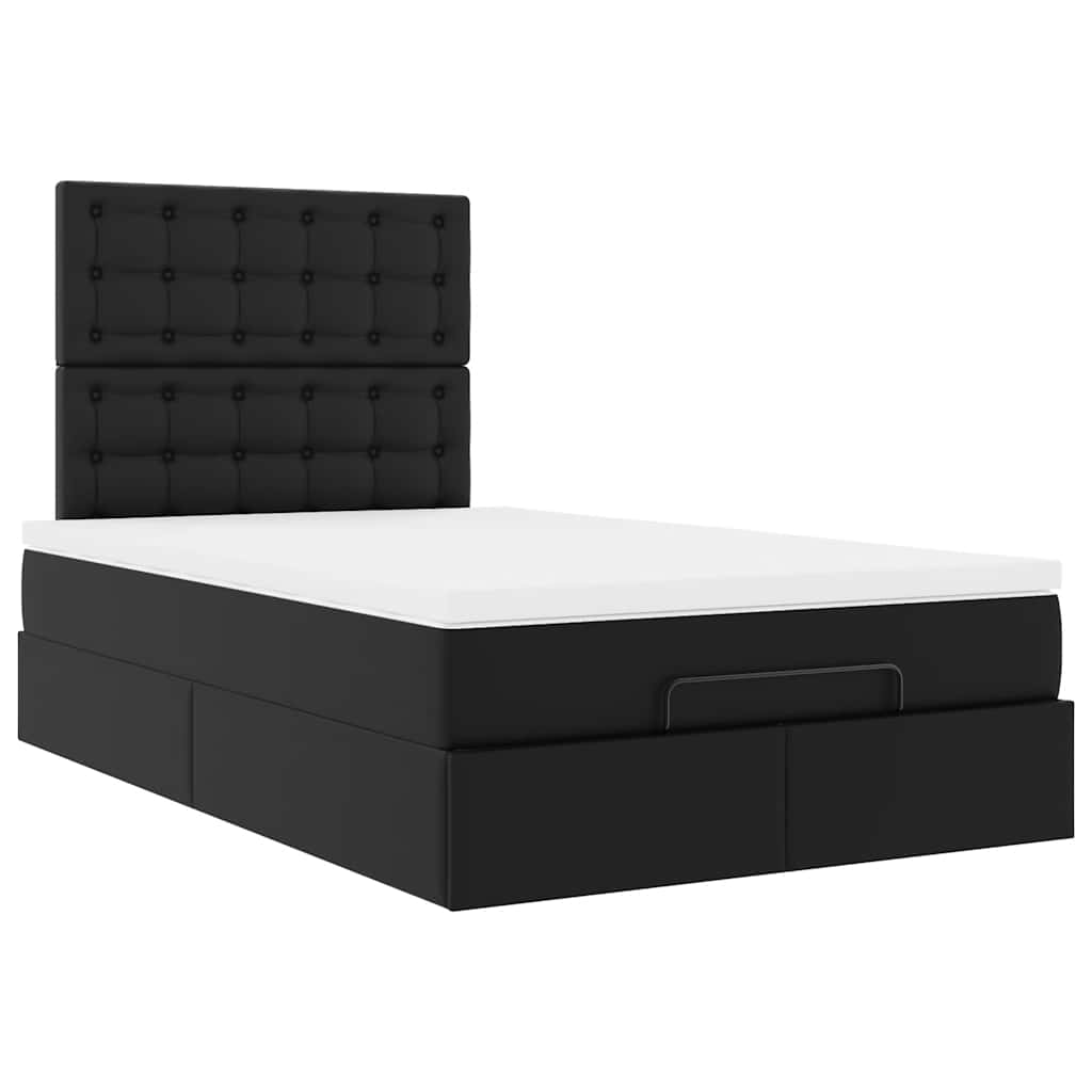 vidaXL Estructura cama otomana colchón cuero sintético negro 120x190cm