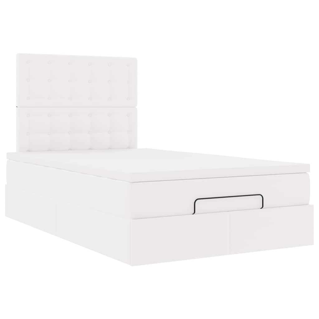 vidaXL Estructura cama otomana colchón cuero sintético blanco