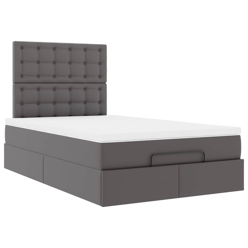 vidaXL Estructura cama otomana colchón gris 120x190 cm cuero sintético