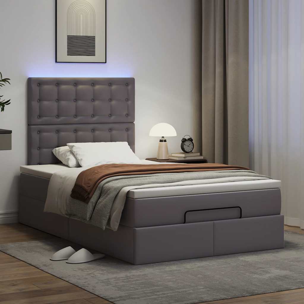 vidaXL Estructura cama otomana colchón gris 120x190 cm cuero sintético