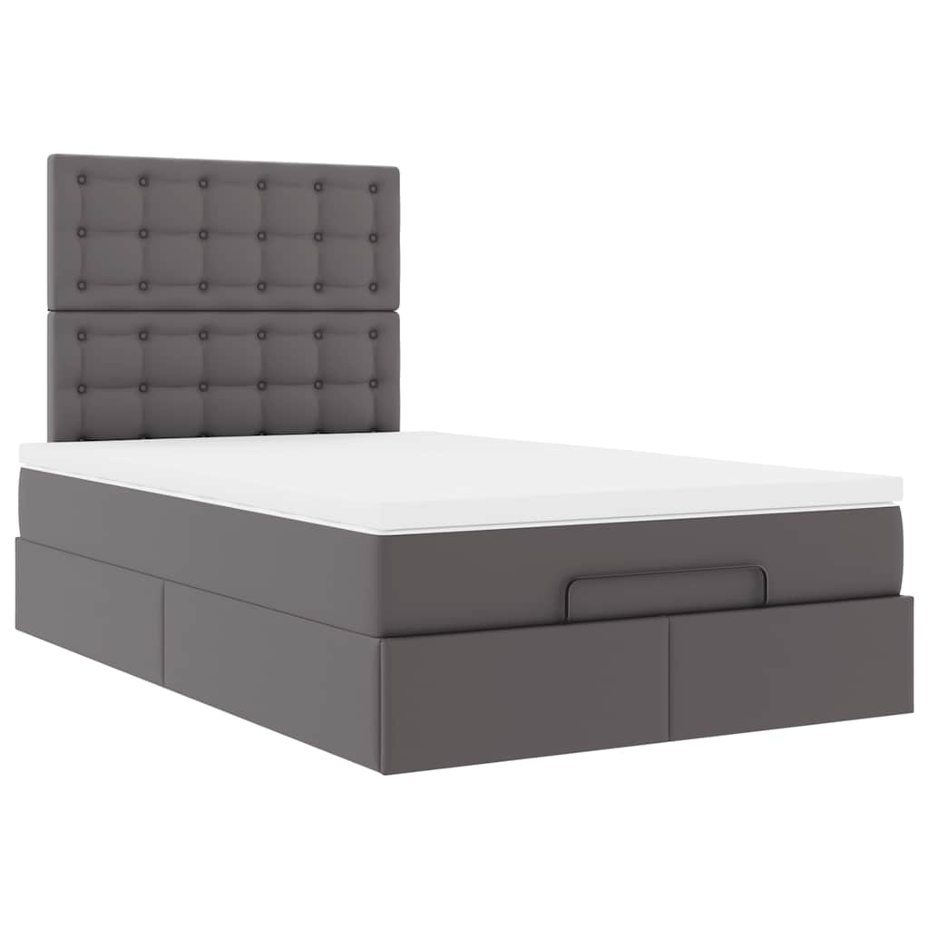 vidaXL Estructura cama otomana colchón cuero sintético gris 120x200cm