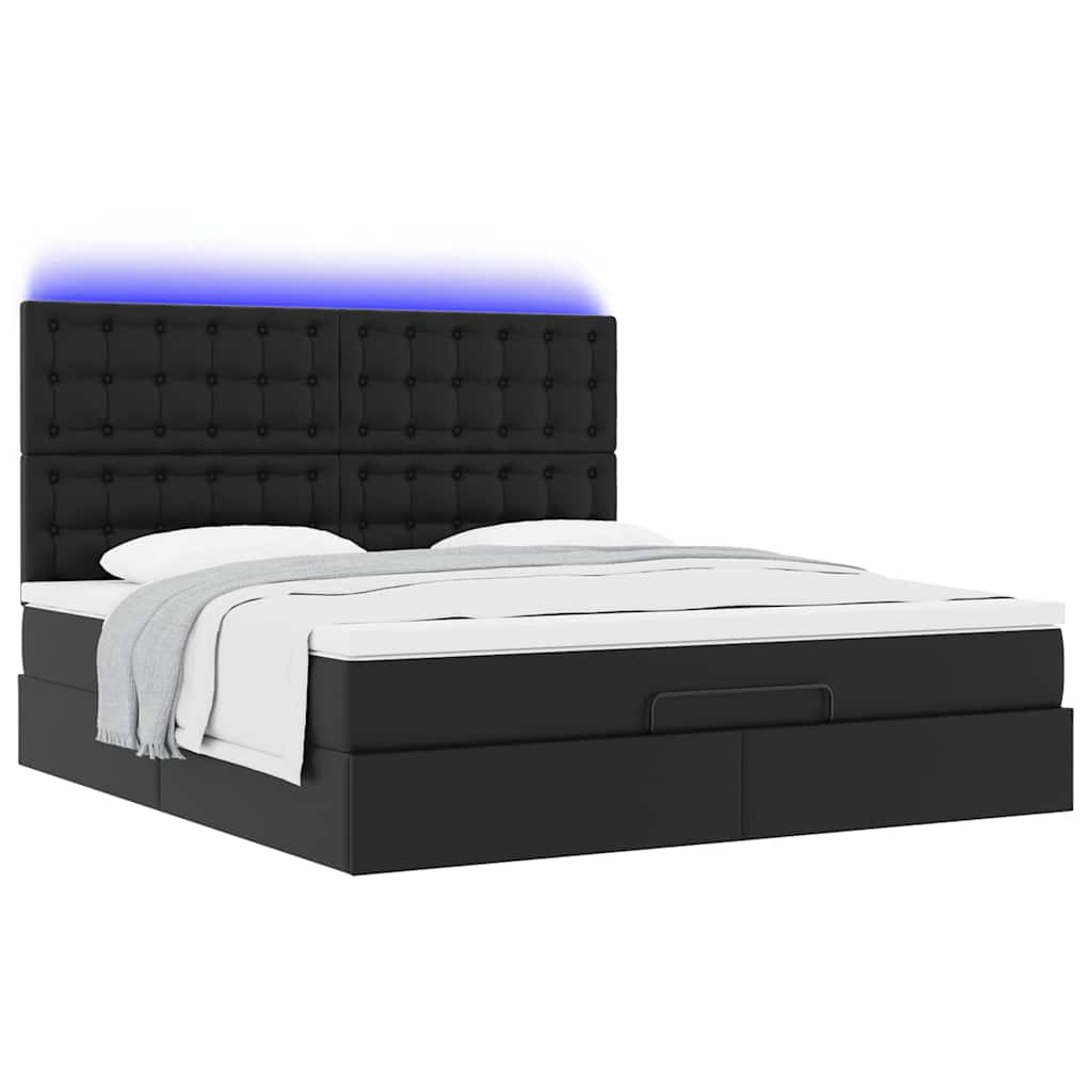 vidaXL Estructura cama otomana colchón cuero sintético negro 160x200cm