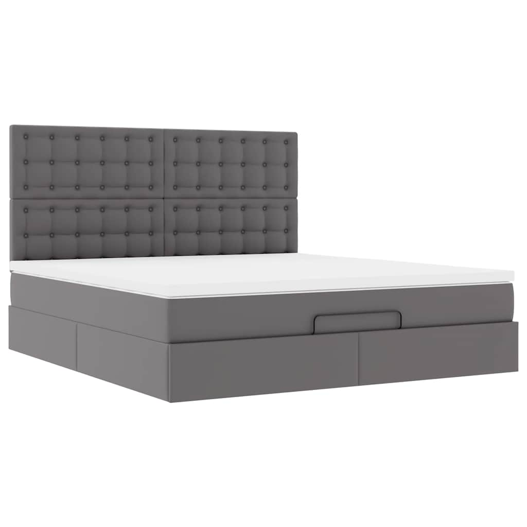 vidaXL Estructura cama otomana colchón cuero sintético gris 160x200cm