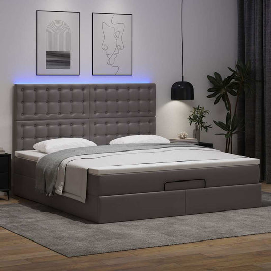 vidaXL Estructura cama otomana colchón cuero sintético gris 160x200cm