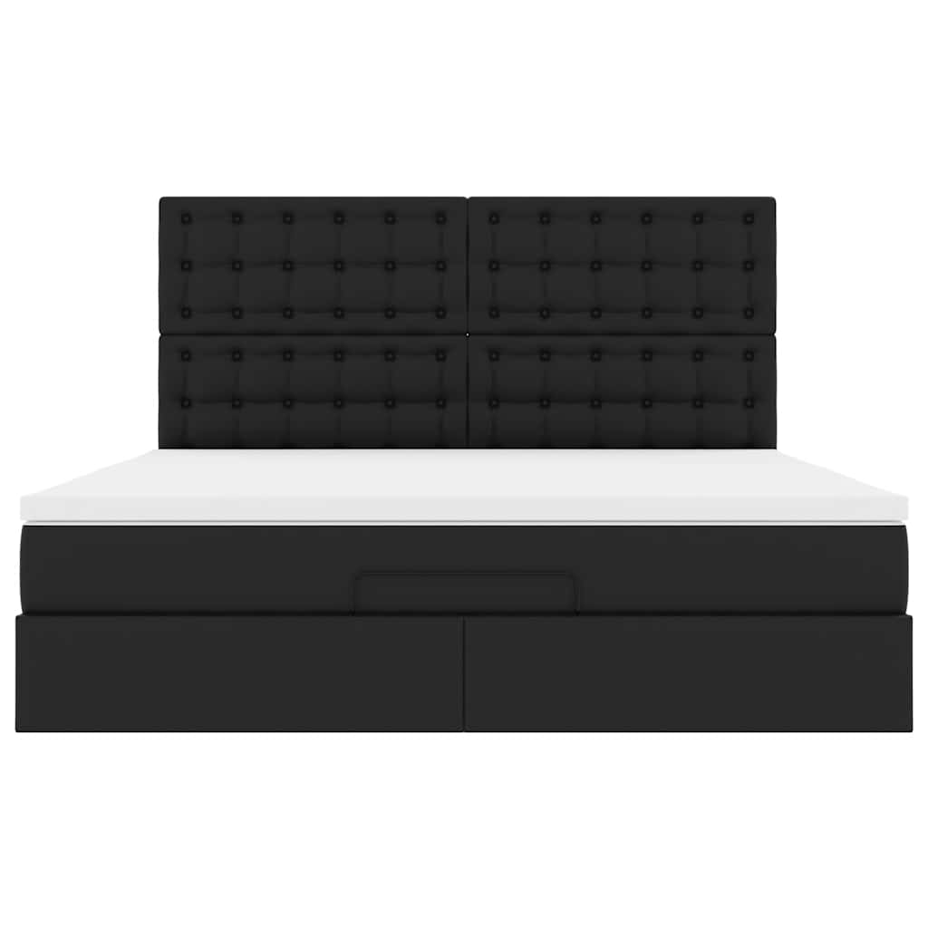 vidaXL Estructura cama otomana colchón cuero sintético negro 180x200cm