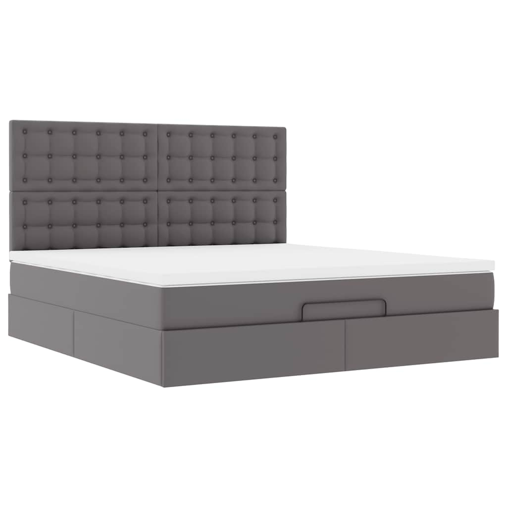 vidaXL Estructura cama otomana colchón cuero sintético gris 180x200cm