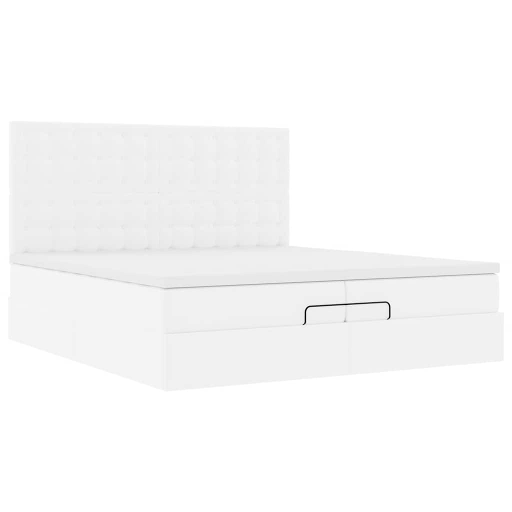 vidaXL Estructura cama otomana colchones cuero sintético blanco