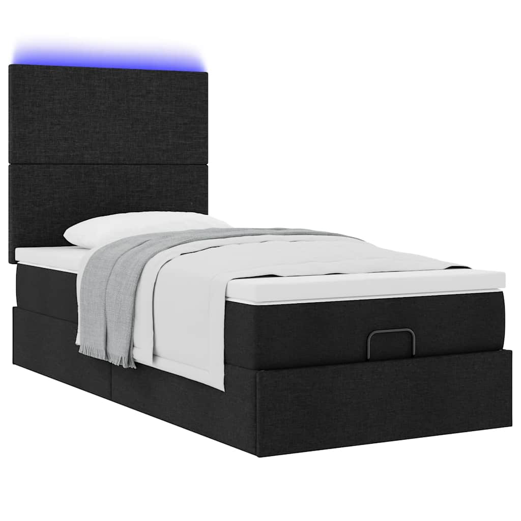 vidaXL Estructura de cama otomana con colchón tela negra 80x200cm