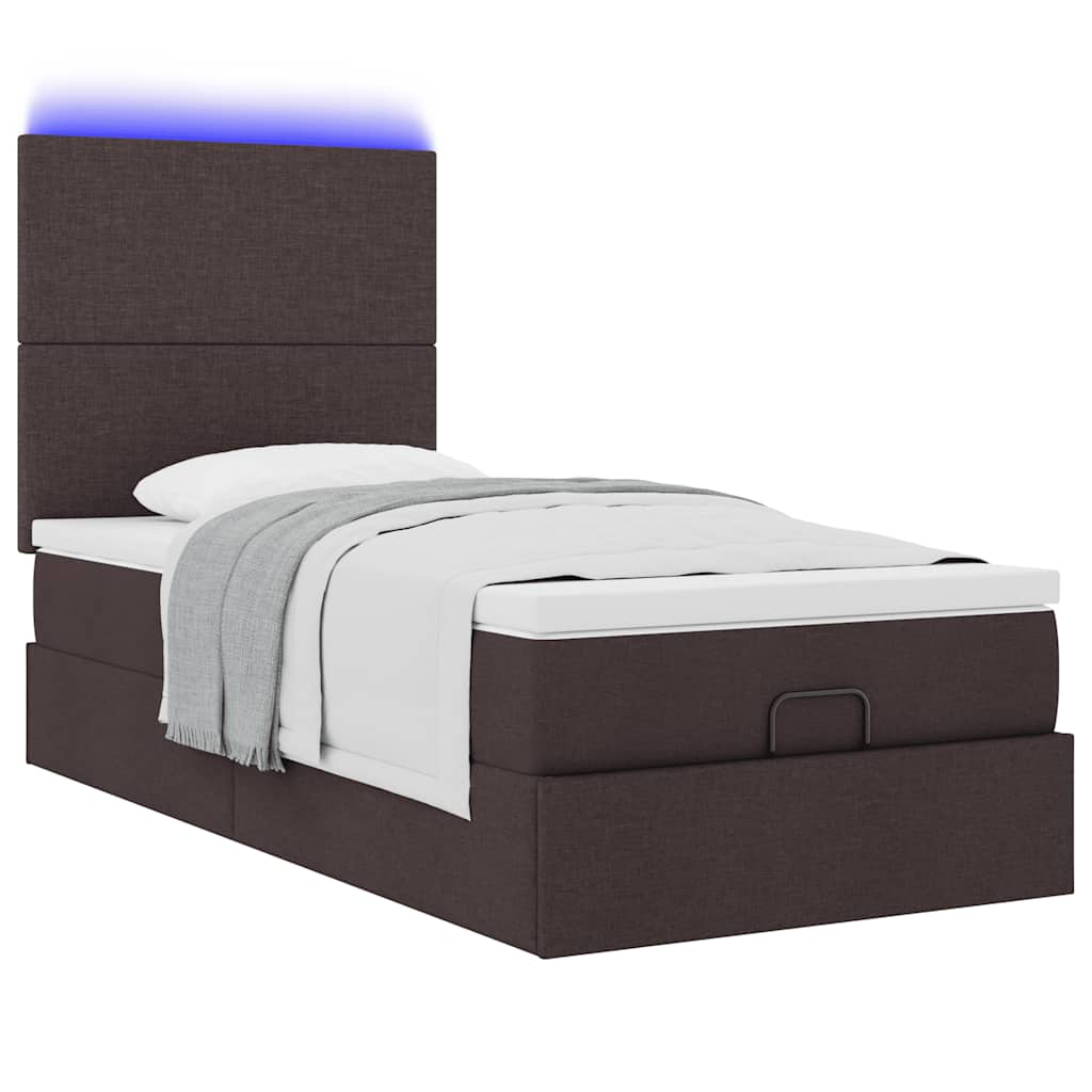 vidaXL Estructura cama otomana colchón tela marrón oscuro 80x200cm