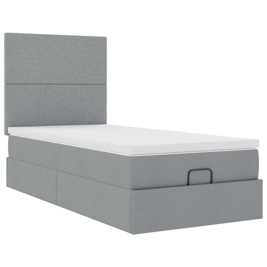 vidaXL Estructura de cama otomana con colchón tela gris claro 90x190cm