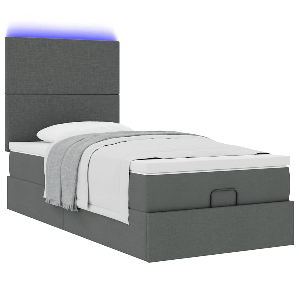 vidaXL Estructura cama otomana colchón tela gris oscuro 90x190cm