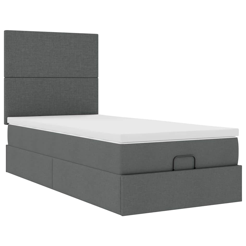 vidaXL Estructura cama otomana colchón tela gris oscuro 90x190cm