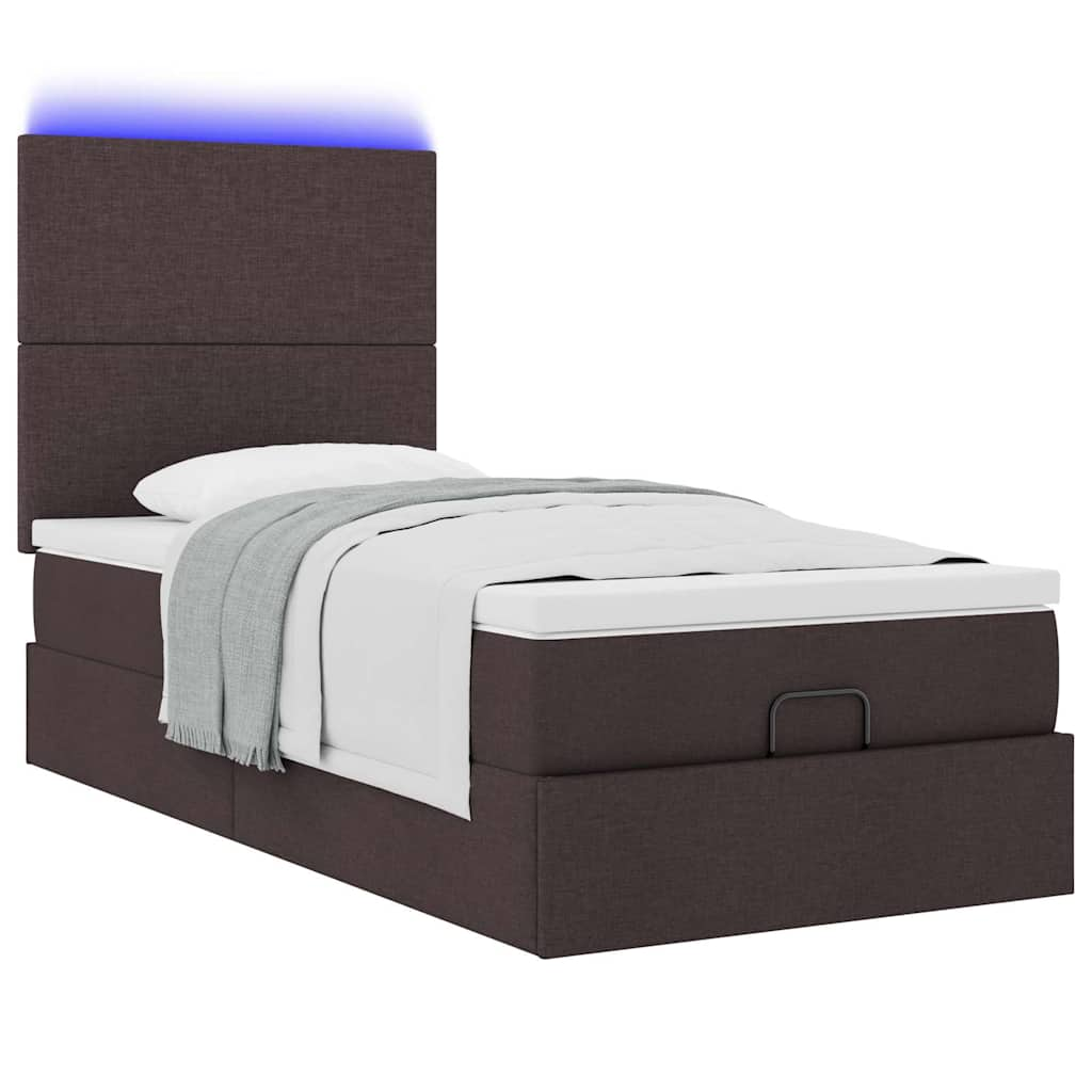 vidaXL Estructura cama otomana colchón tela marrón oscuro 90x190 cm