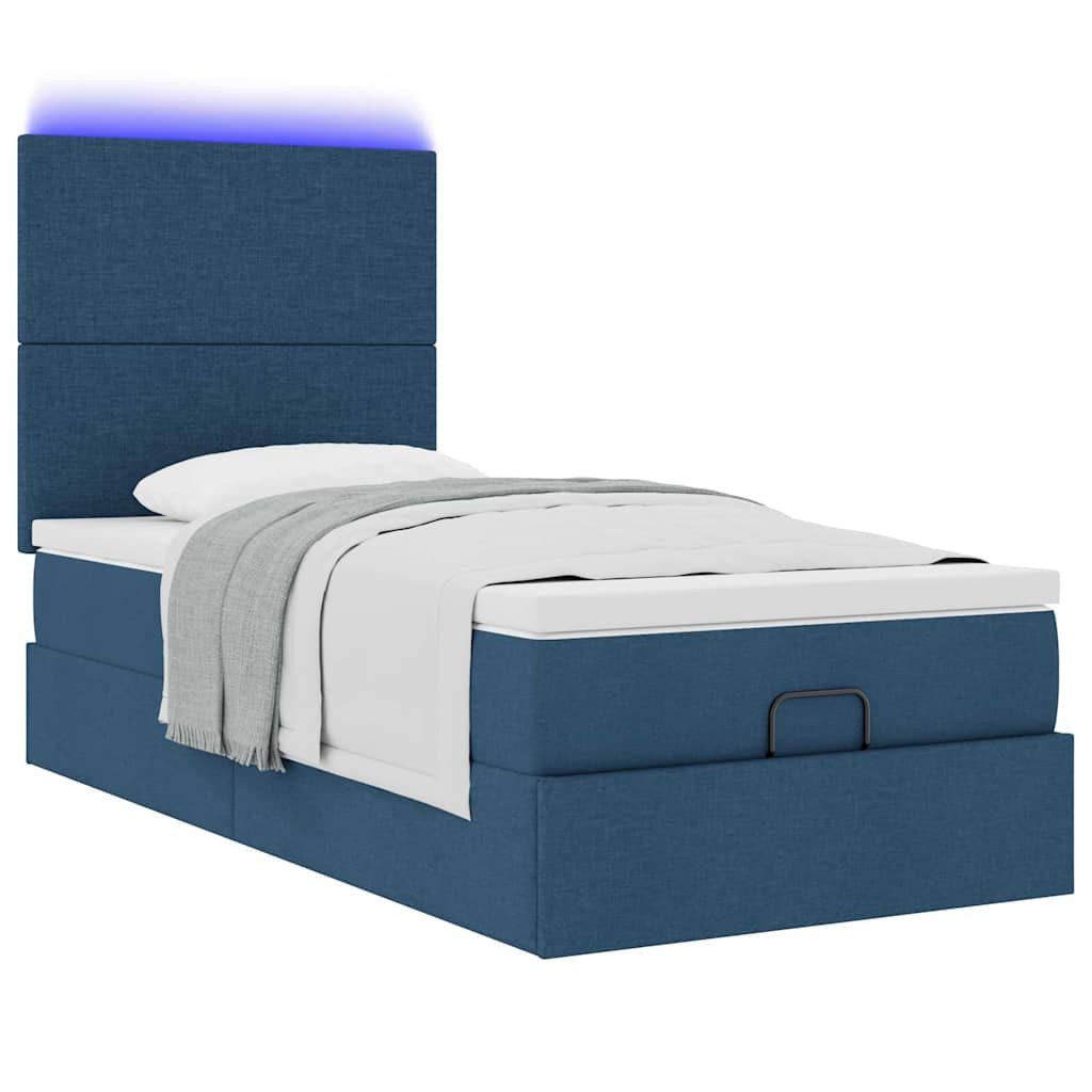 vidaXL Estructura de cama otomana con colchón tela azul 90x190 cm