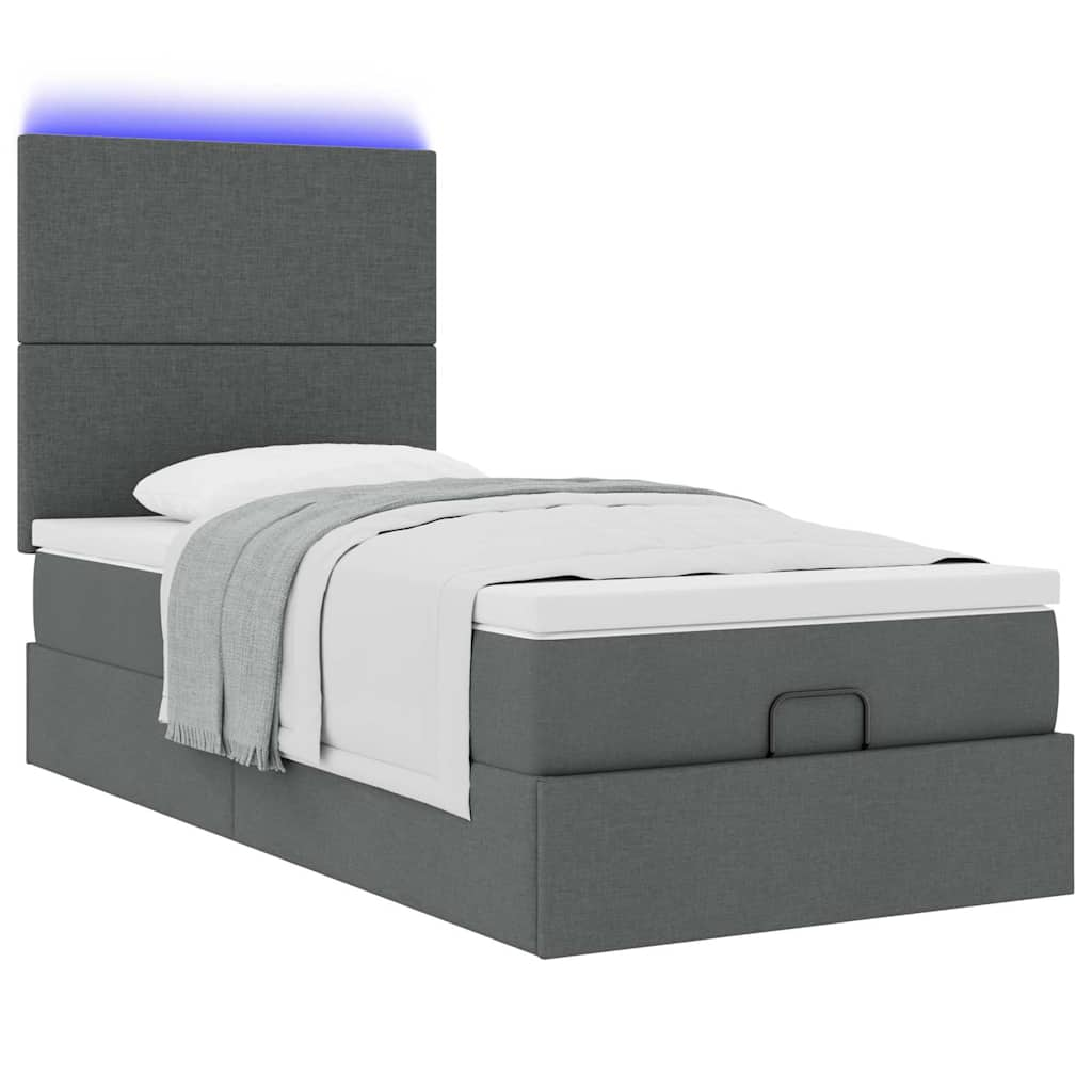 vidaXL Estructura cama otomana colchón tela gris oscuro 90x200cm