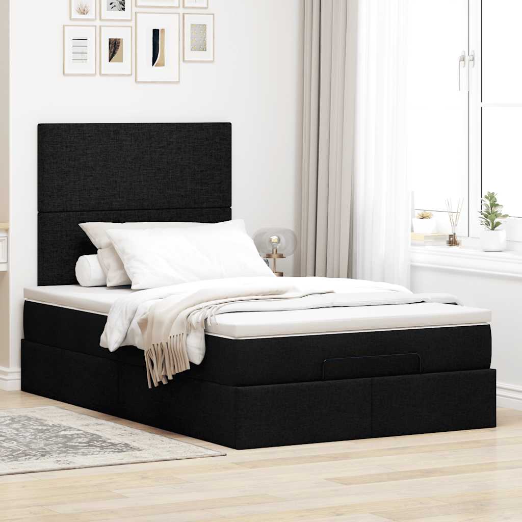 vidaXL Estructura cama otomana colchón tela negro 120x200cm