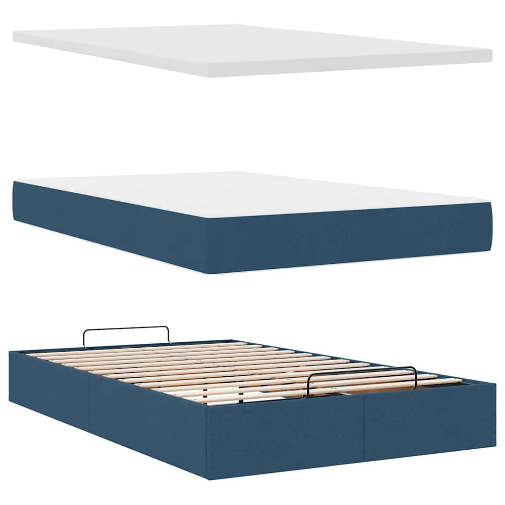 vidaXL Estructura de cama otomana con colchón tela azul 120x200cm