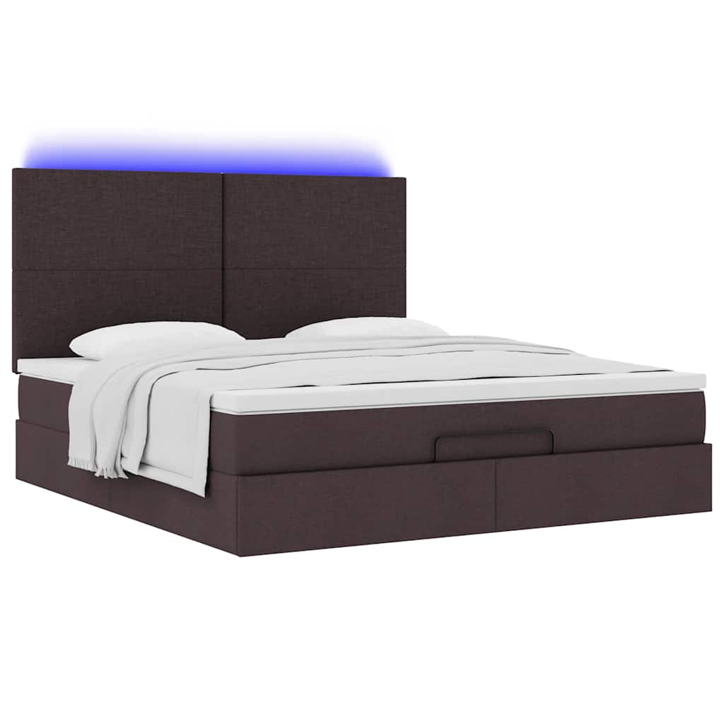 vidaXL Estructura cama otomana colchón tela marrón oscuro 160x200 cm