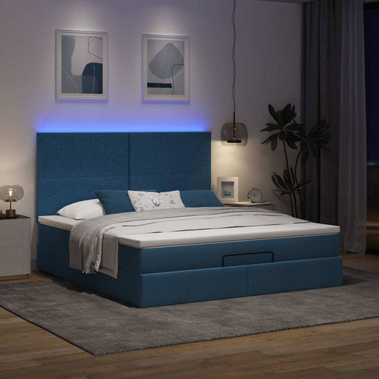 vidaXL Estructura de cama otomana con colchón tela azul 180x200cm