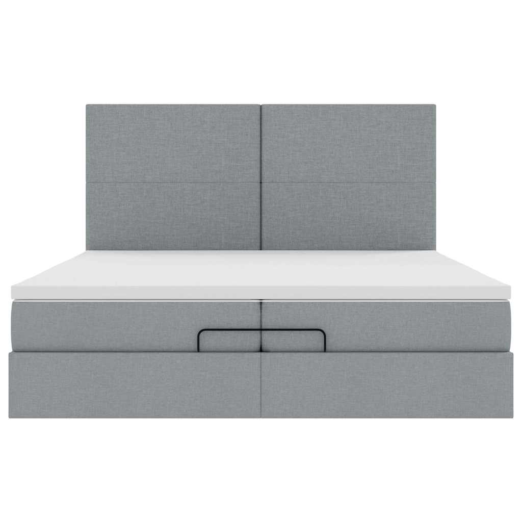 vidaXL Estructura de cama otomana colchones tela gris claro 200x200cm