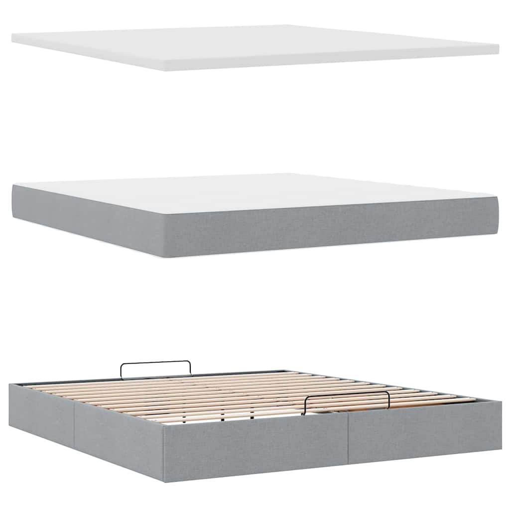 vidaXL Estructura de cama otomana colchones tela gris claro 200x200cm