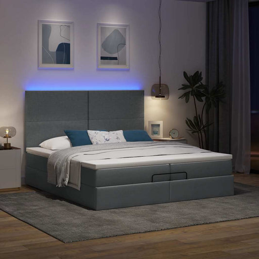 vidaXL Estructura cama otomana colchones tela gris oscuro 200x200cm