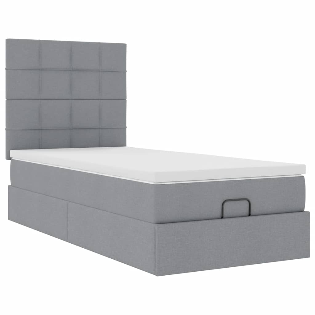 vidaXL Estructura de cama otomana con colchón tela gris claro 80x200cm