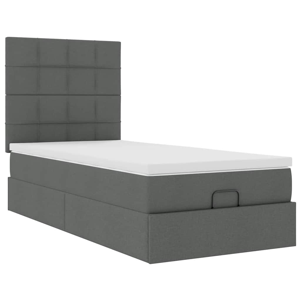 vidaXL Estructura cama otomana colchón tela gris oscuro 80x200cm