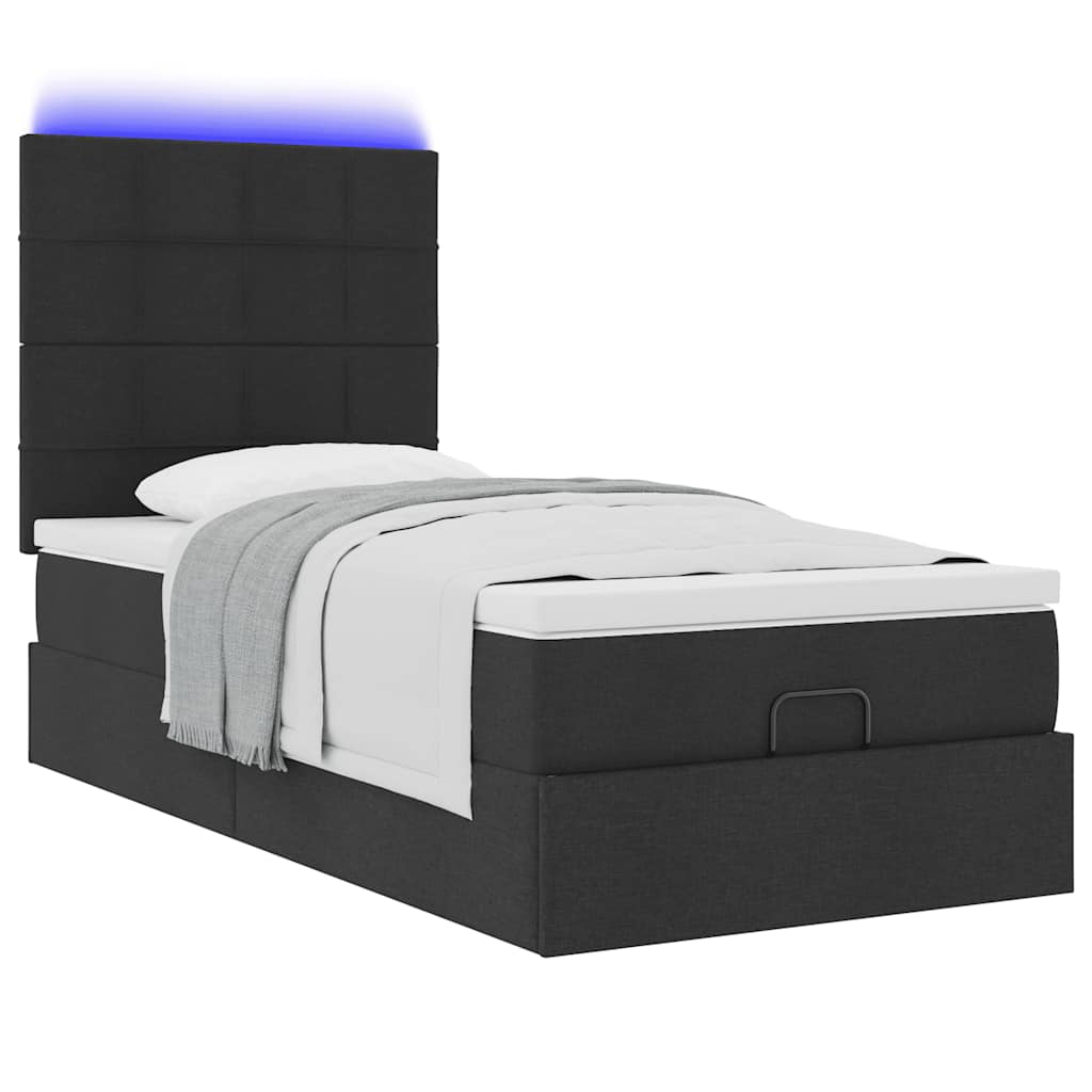 vidaXL Estructura de cama otomana con colchón tela negra 80x200cm