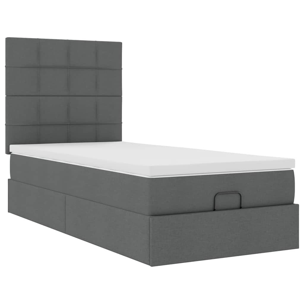 vidaXL Estructura cama otomana colchón tela gris oscuro 90x190cm