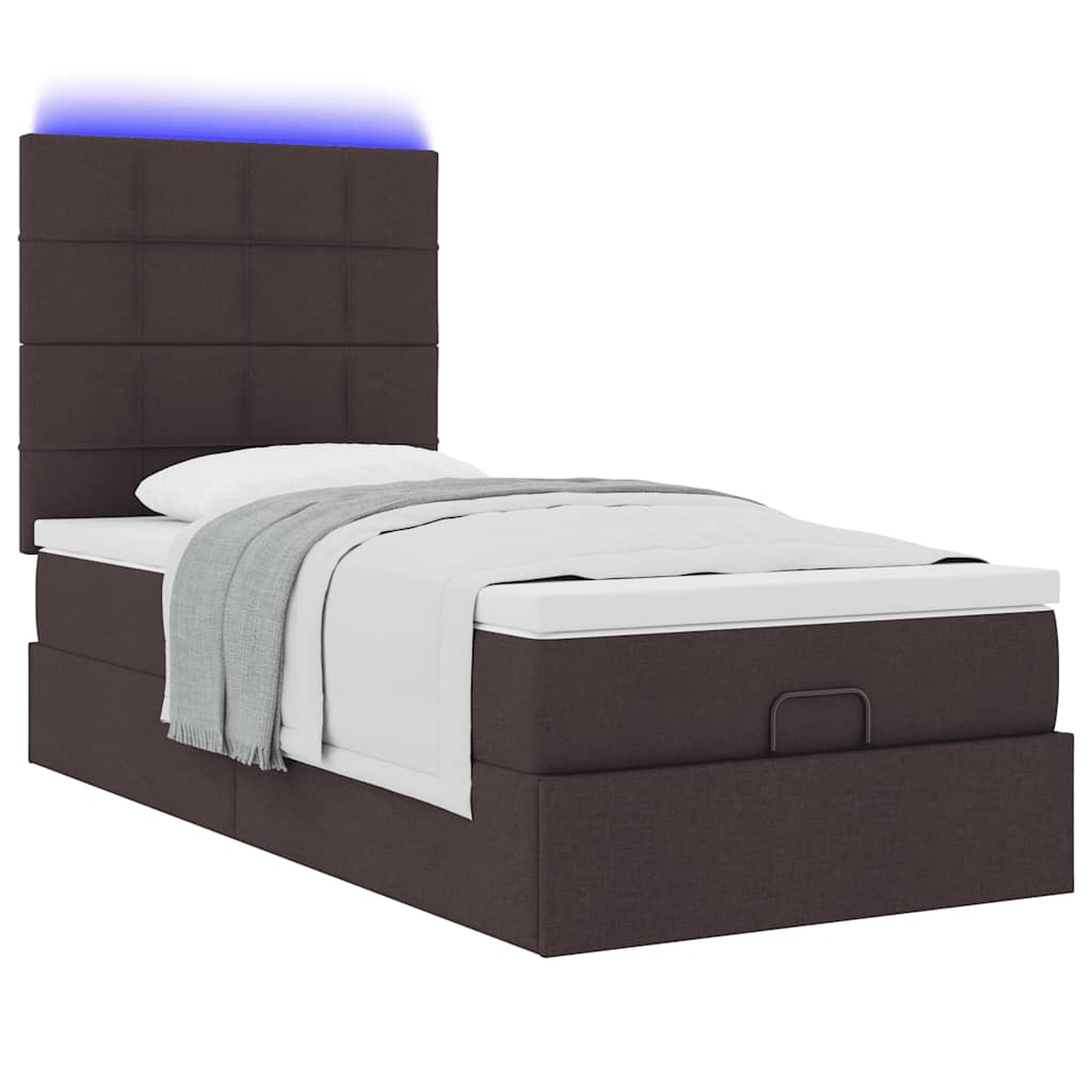 vidaXL Estructura cama otomana colchón tela marrón oscuro 90x190 cm