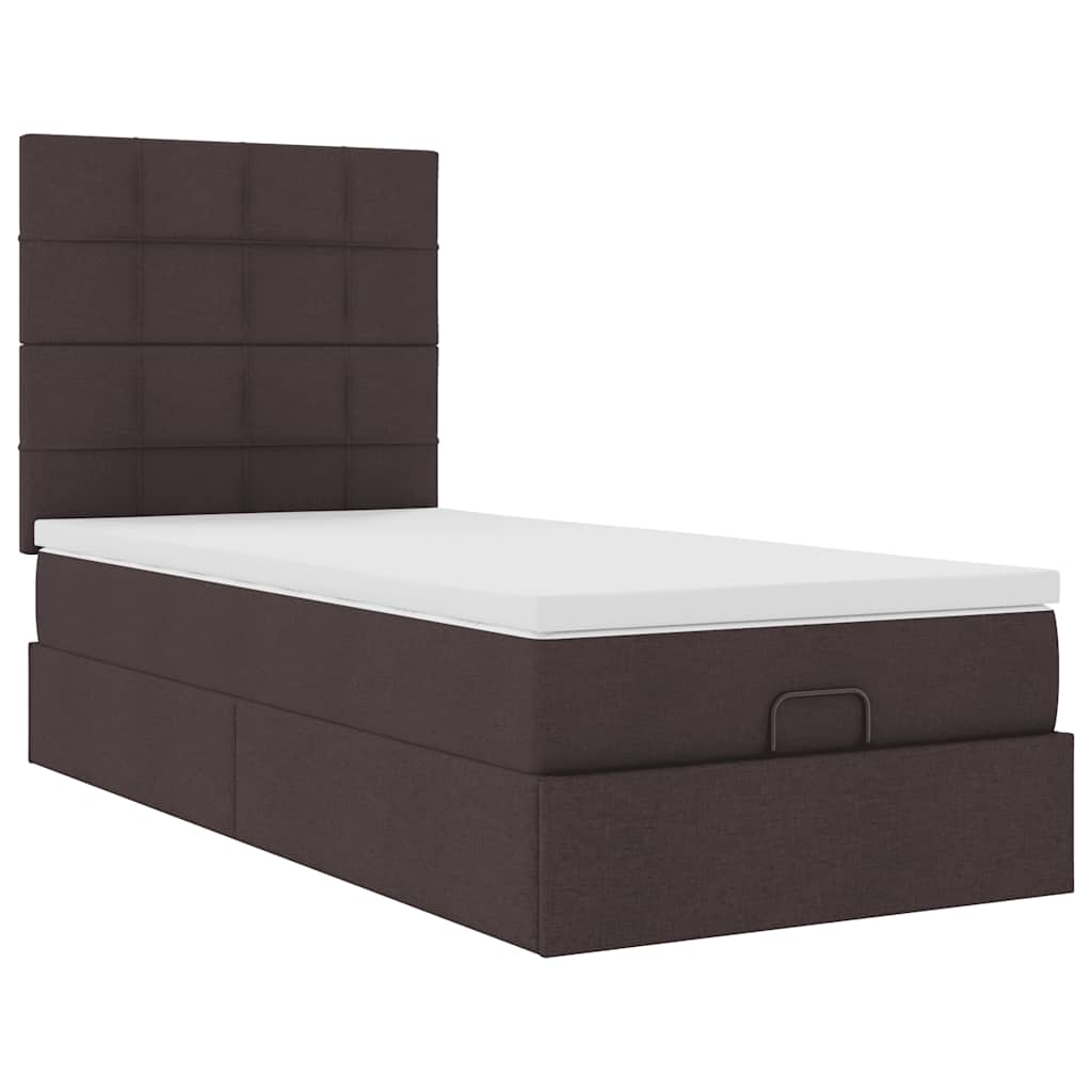 vidaXL Estructura cama otomana colchón tela marrón oscuro 90x190 cm