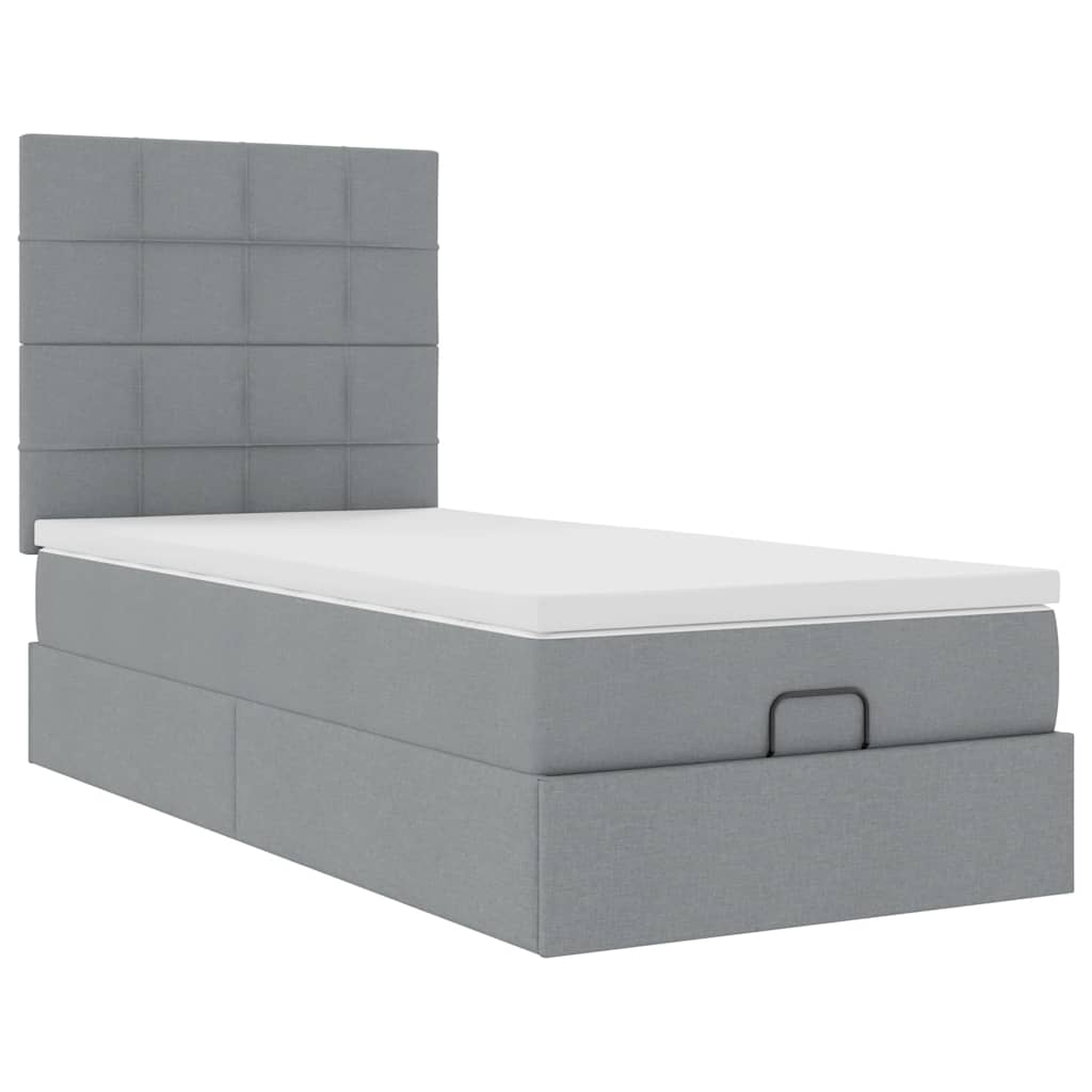 vidaXL Estructura cama otomana con colchón tela gris claro 100x200cm