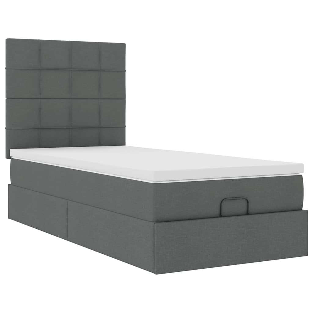 vidaXL Estructura cama otomana colchón tela gris oscuro