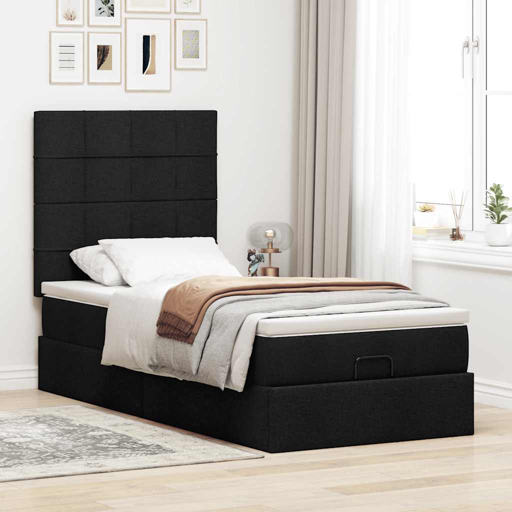 vidaXL Estructura de cama otomana colchón tela negro 100x200cm